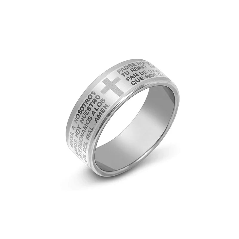 Prayer Cross Engraved Ring