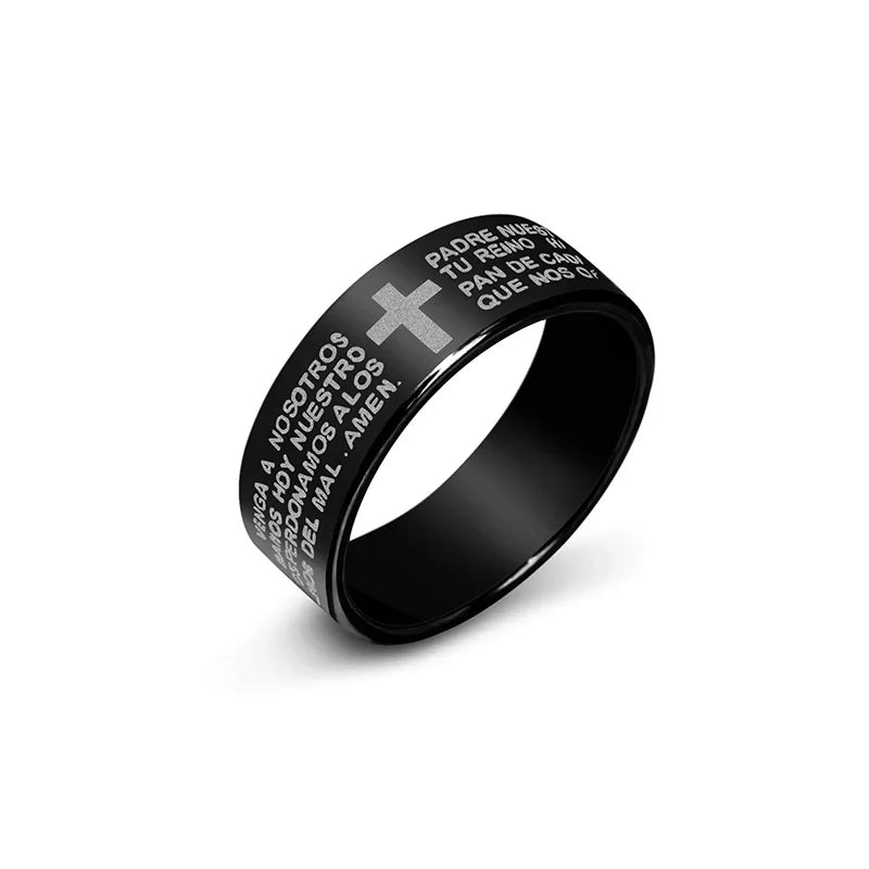 Prayer Cross Engraved Ring
