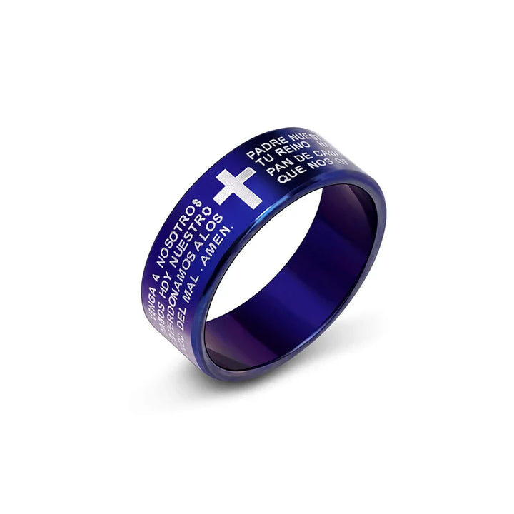 Prayer Cross Engraved Ring