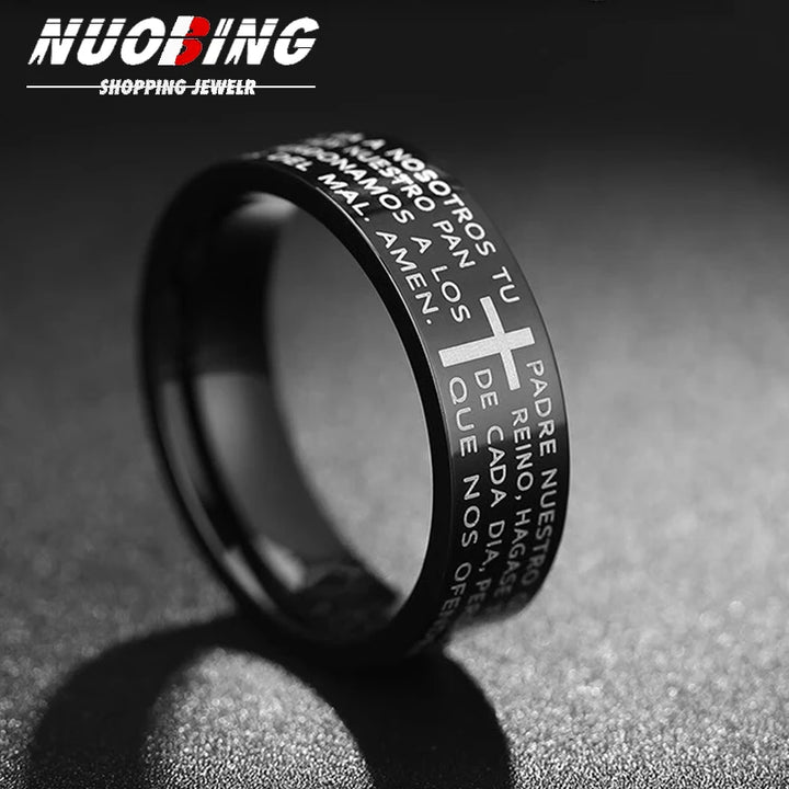 Prayer Cross Engraved Ring