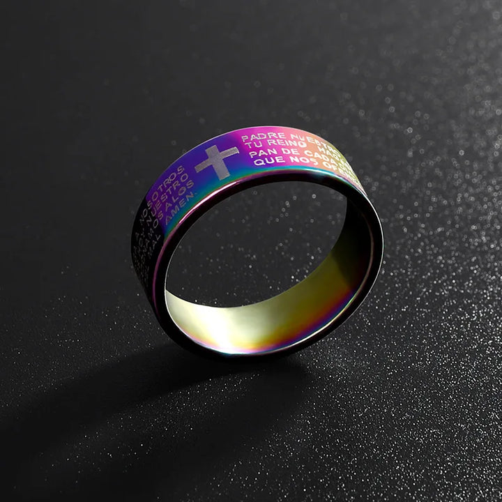Prayer Cross Engraved Ring